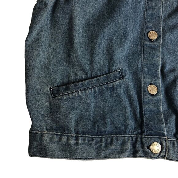 Vintage Talbots Vest Womens Small Blue Denim Button Front Cotton Spandex Pockets - Picture 9 of 15